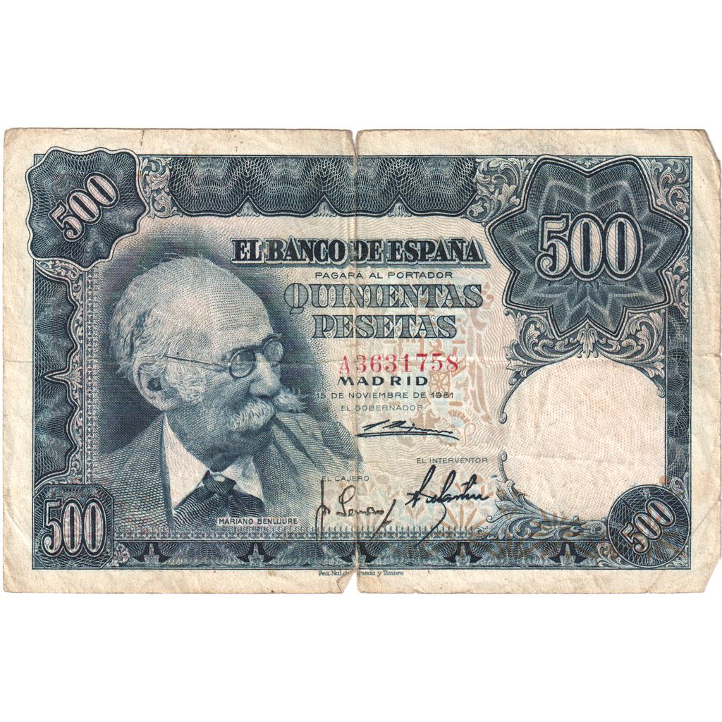 España, 500 Pesetas, 1951-11-15, BC