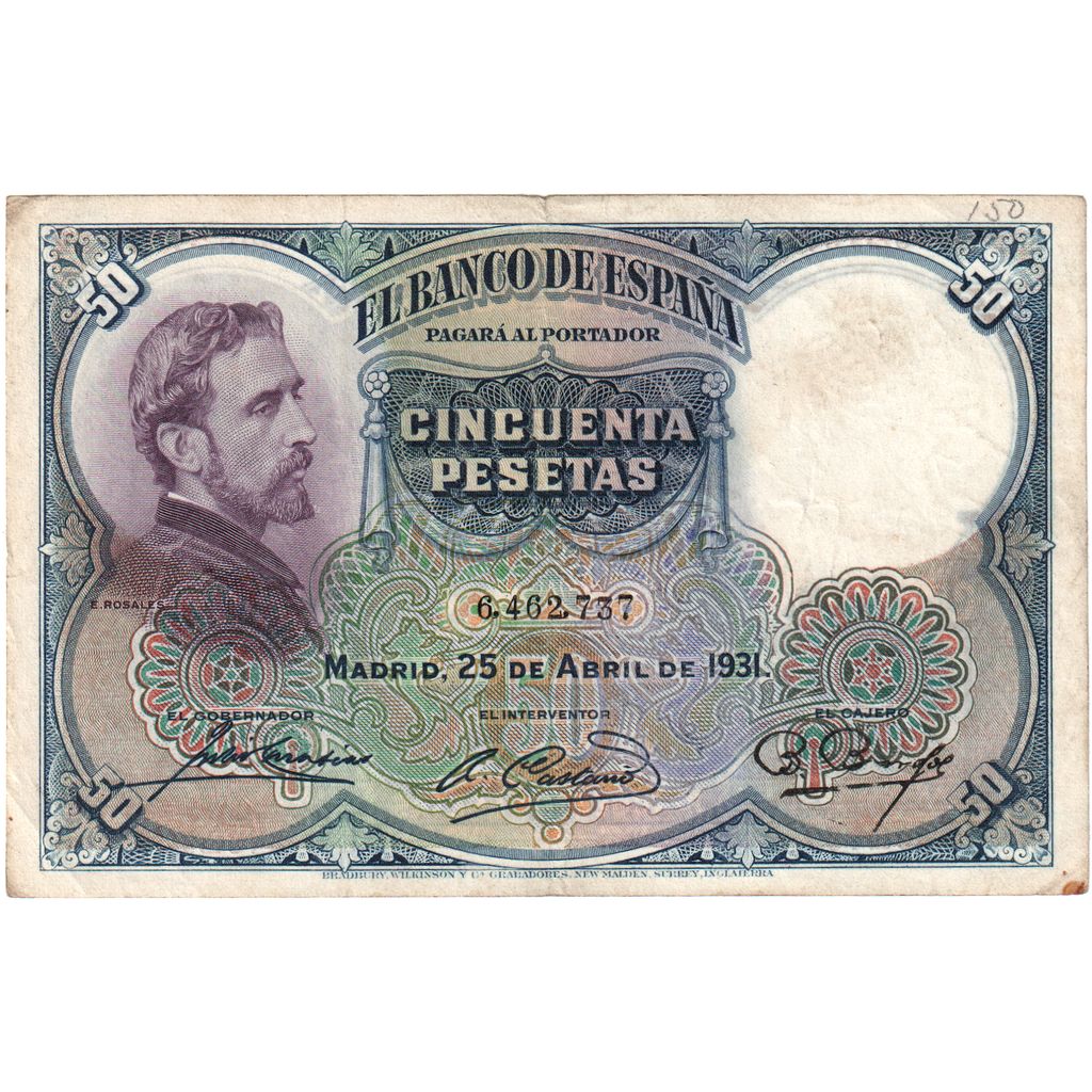 Espanha, 50 Pesetas, 1931-04-25, VF(30-35)