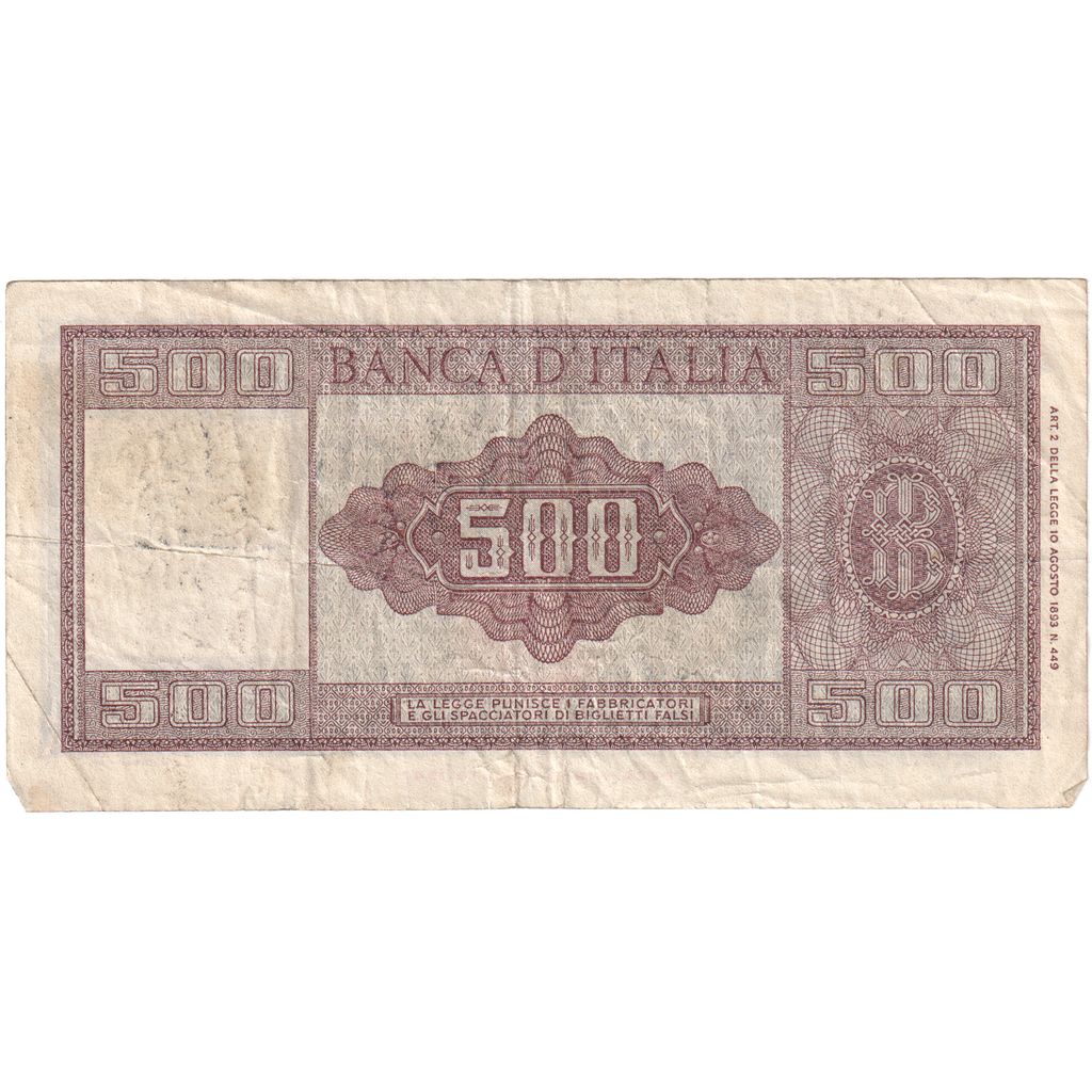 Italy, 500 Lire, 1947-08-14, VF(20-25)