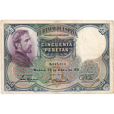 Banknote, Spain, 50 Pesetas, 1931-04-25, KM:82, EF(40-45)