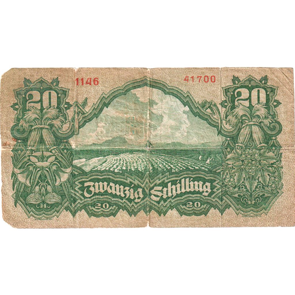 Banknote, Austria, Wien, 20 Shillings, paysage, 1928, 1928-04-02, VF(20-25)