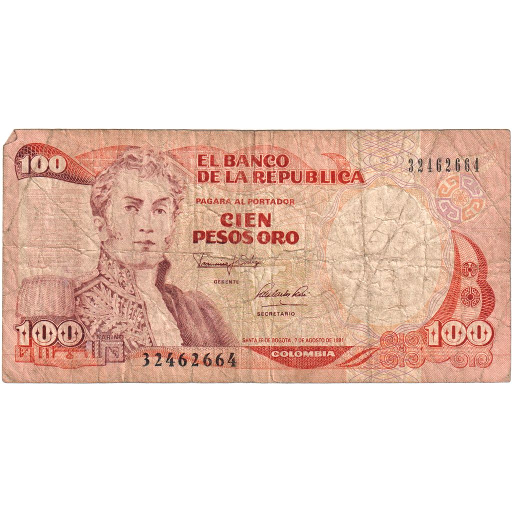 Colombia, 100 Pesos Oro, 1991-08-07, MB