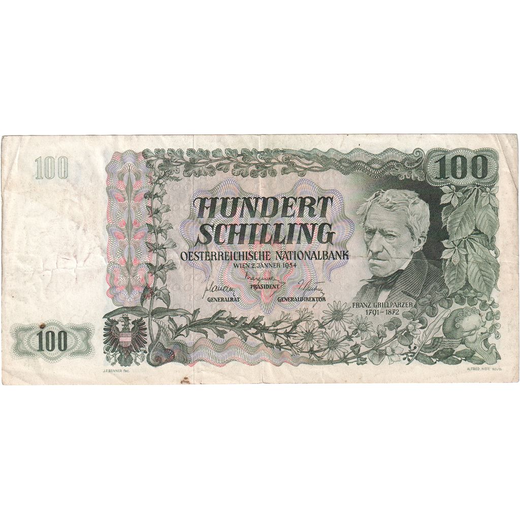 Austria, 100 Schilling, 1954-01-02, BC+
