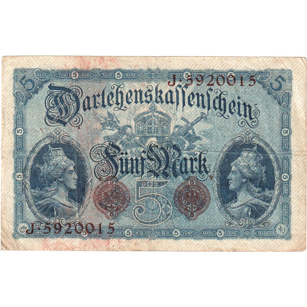 Niemcy, 5 Mark, 1917-08-01, VF(30-35)