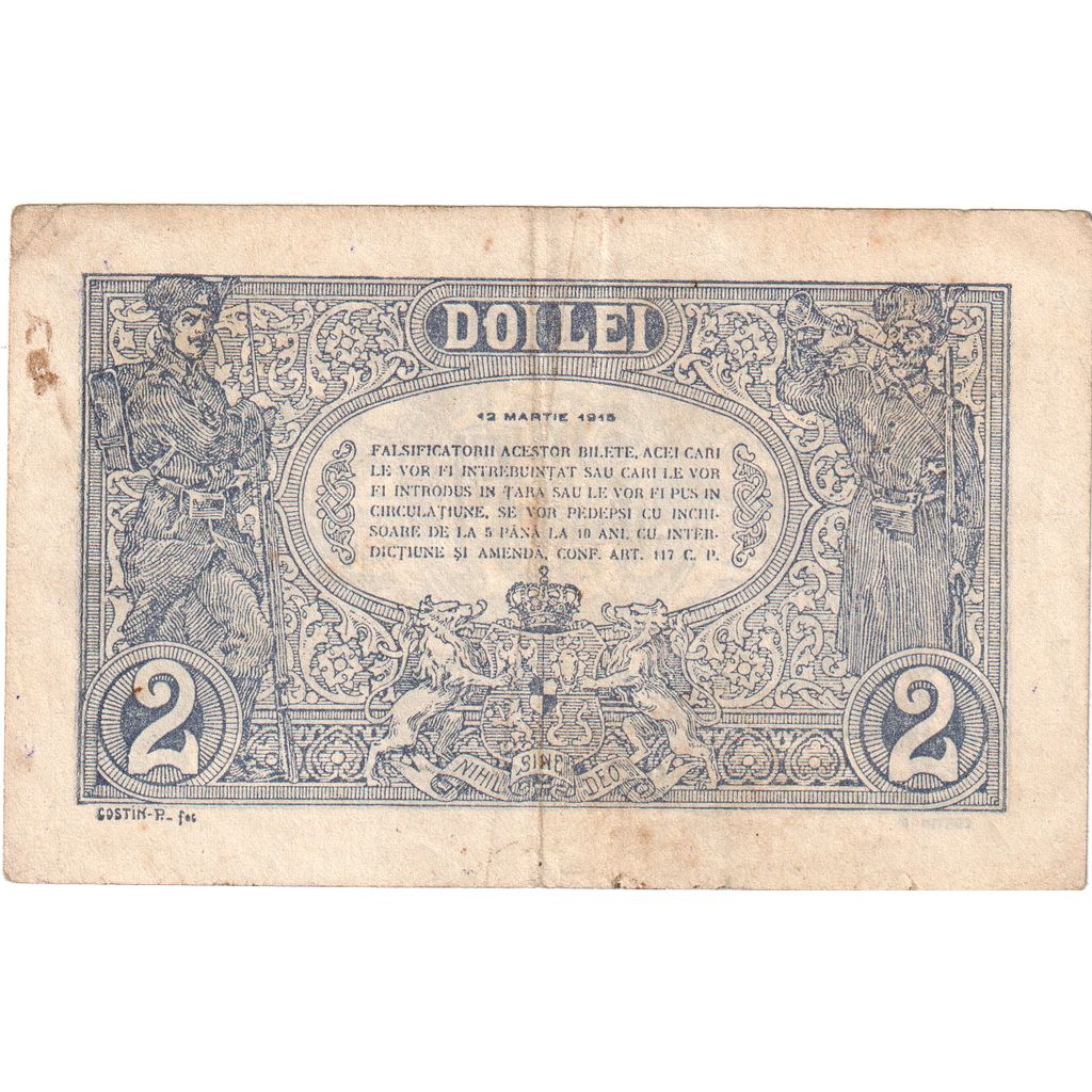 Rumanía, 2 Lei, 1915-03-12, BC+