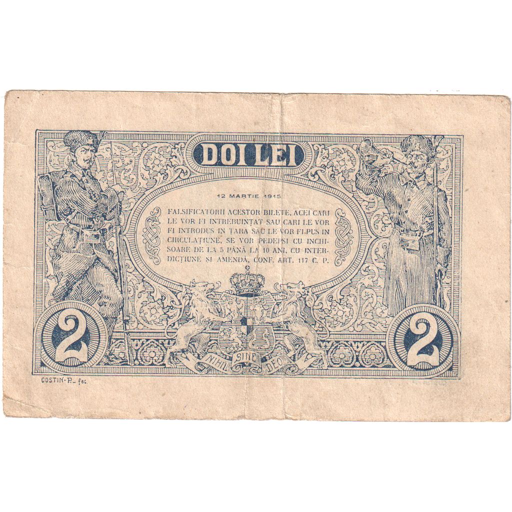 Rumanía, 2 Lei, 1915-03-12, MBC