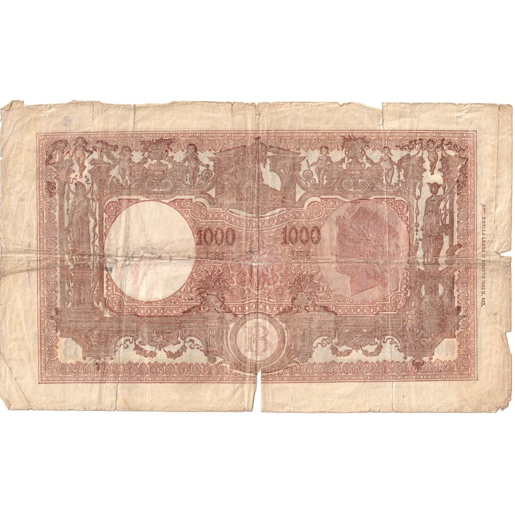 Itália, 1000 Lire, 1943-08-07, VF(20-25)