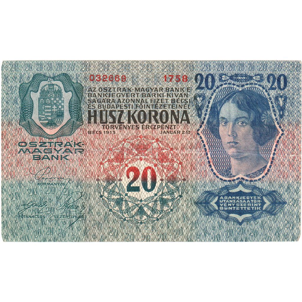 Hongrie, 20 Korona, 1913-01-02, TTB