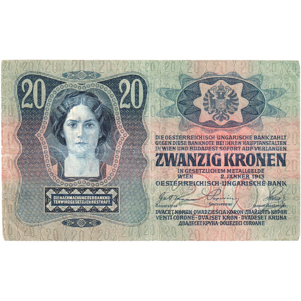 Hongrie, 20 Korona, 1913-01-02, TTB