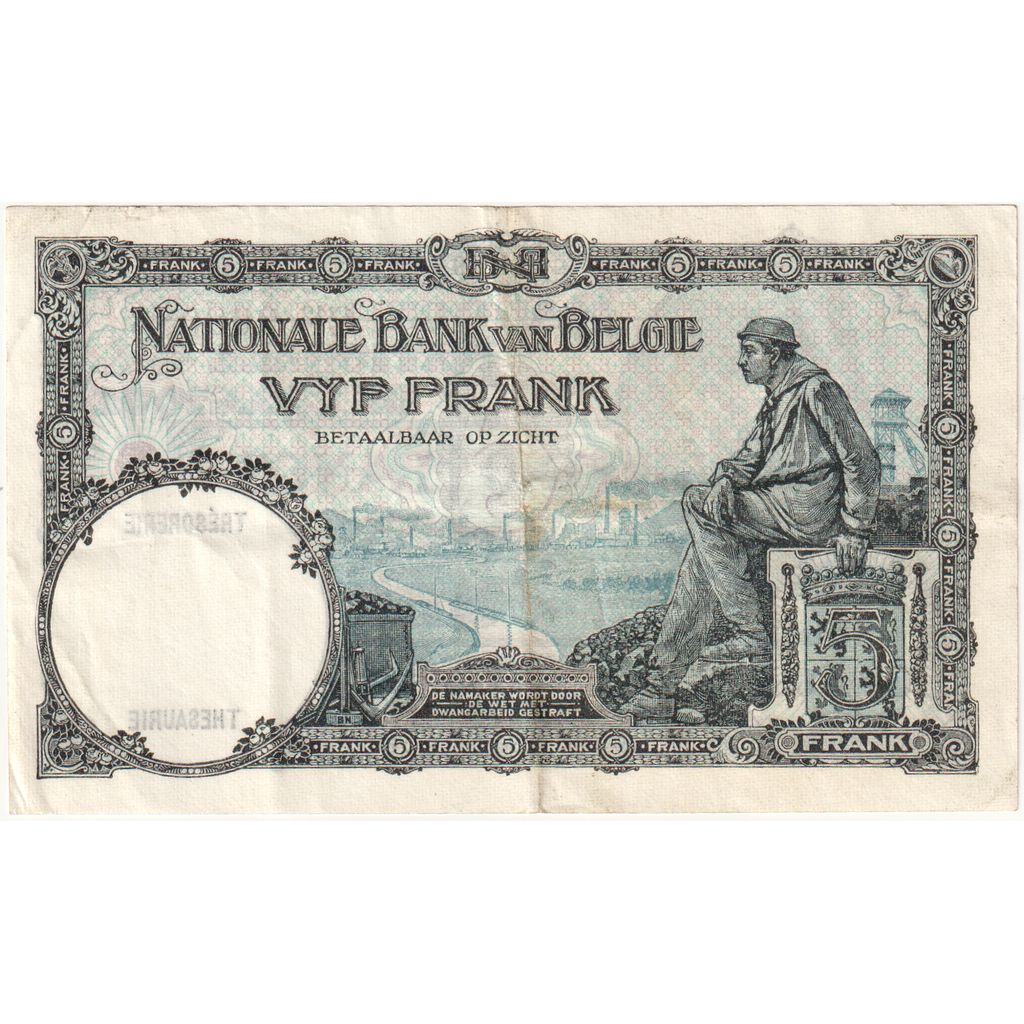 Belgique, 5 Francs, 1929-11-19, SUP