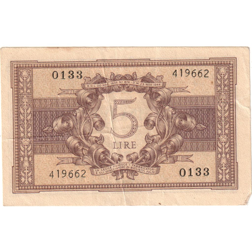 Italy, 5 Lire, EF(40-45)