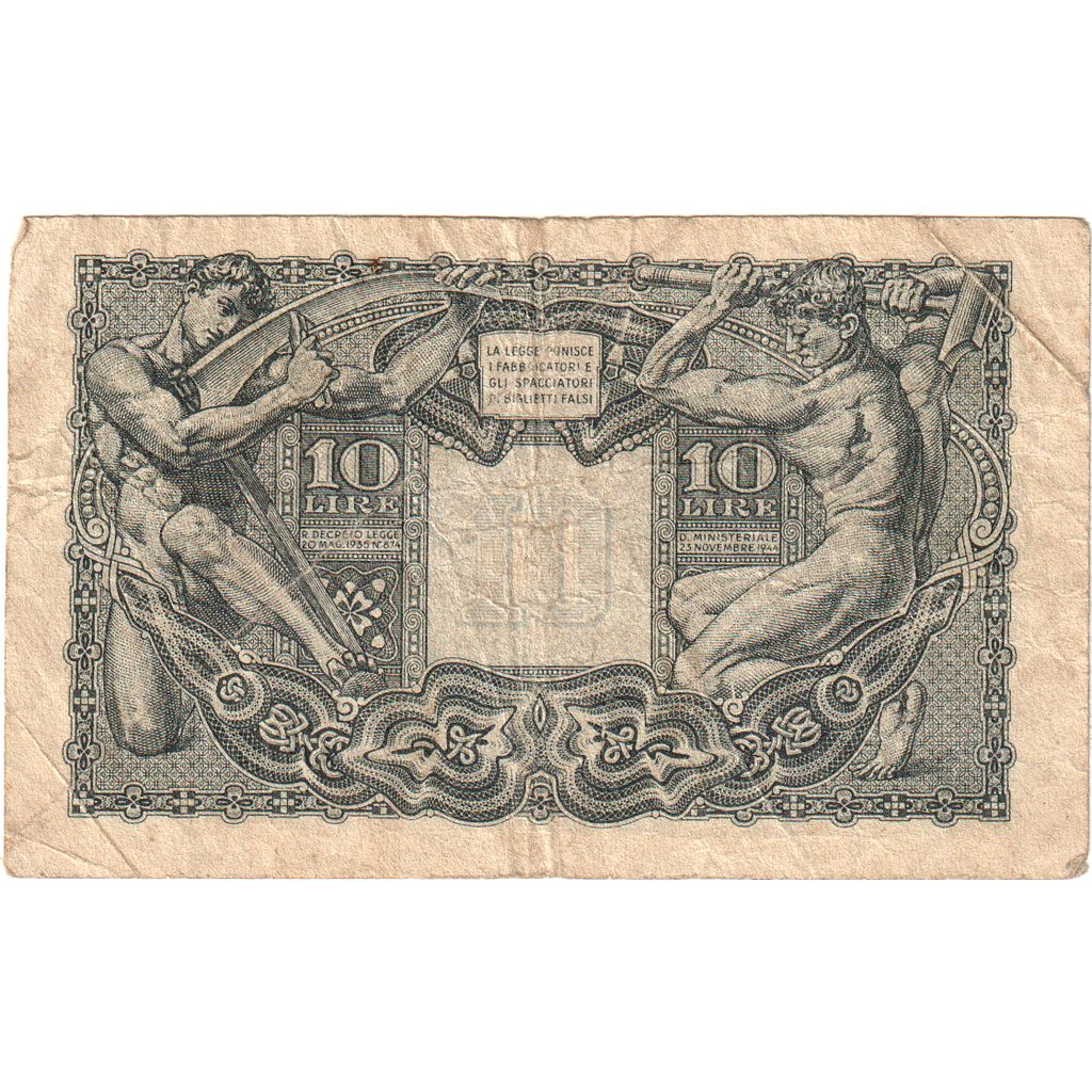 Italy, 10 Lire, 1944-11-23, VF(30-35)