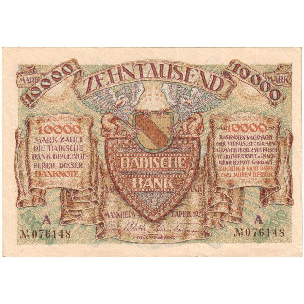 German States, 10,000 Mark, 1923-04-01, AU(55-58)