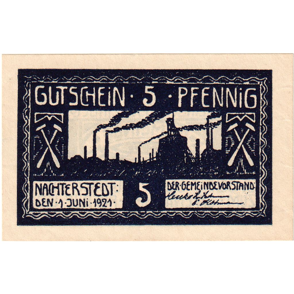 Duitsland, Nachterstedt Gemeinde, 5 Pfennig, 1921-06-01, NIEUW