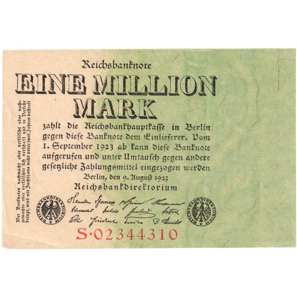 Germany, 1 Million Mark, 1923-08-09, KM:101, EF(40-45)