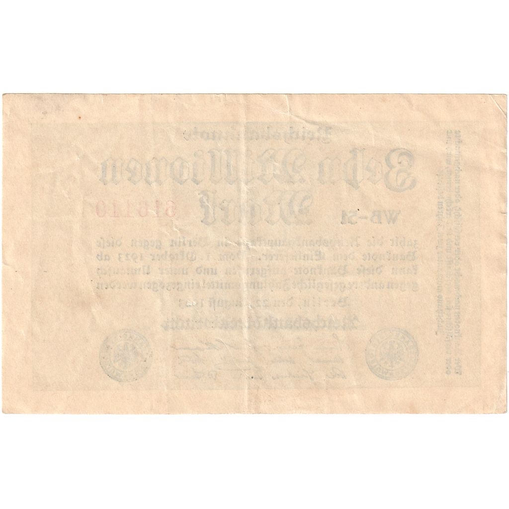 Germany, 10 Millionen Mark, 1923-08-22, AU(55-58)