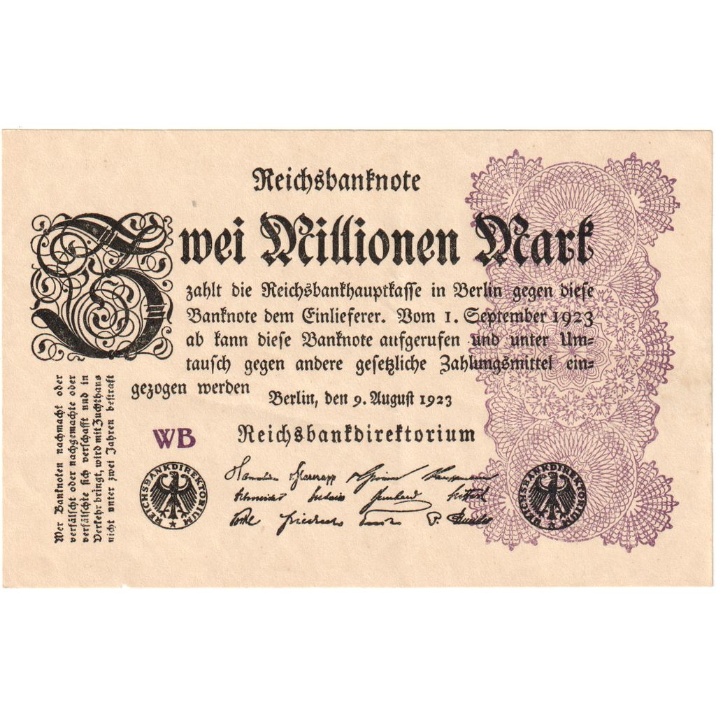 Deutschland, 2 Millionen Mark, 1923-08-09, UNZ-