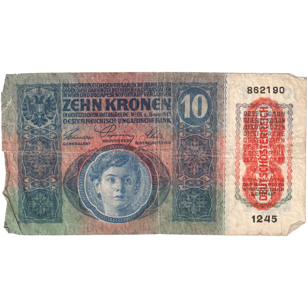 Geldschein, Österreich, 10 Kronen, 1915, 1915-01-02, KM:51a, S