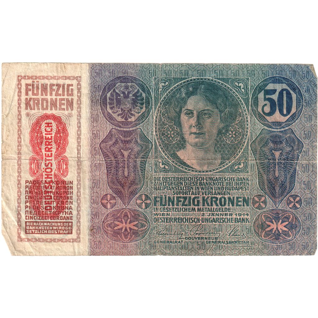 Banknote, Austria, 50 Kronen, 1914-01-02, KM:54a, VF(30-35)