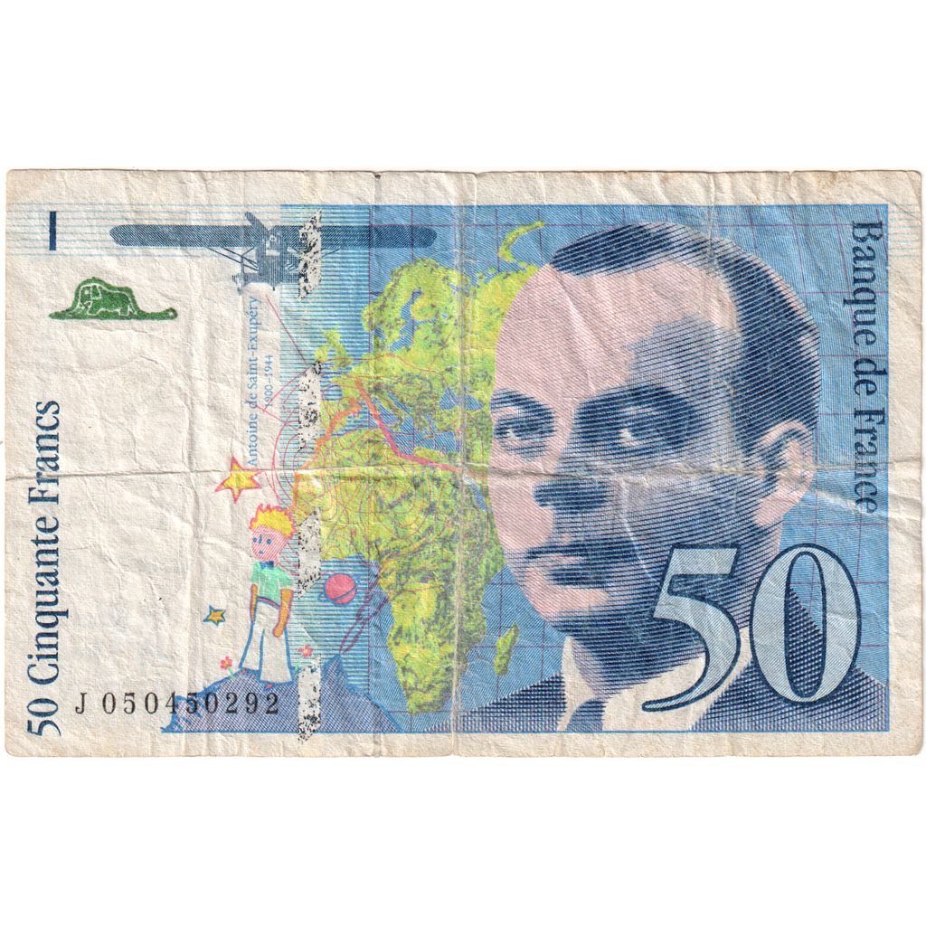 France, 50 Francs, St Exupéry, J050450292, VF(30-35)