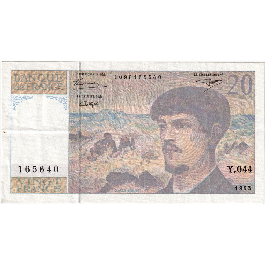 Francia, 20 Francs, Debussy, Y.044165640, SPL
