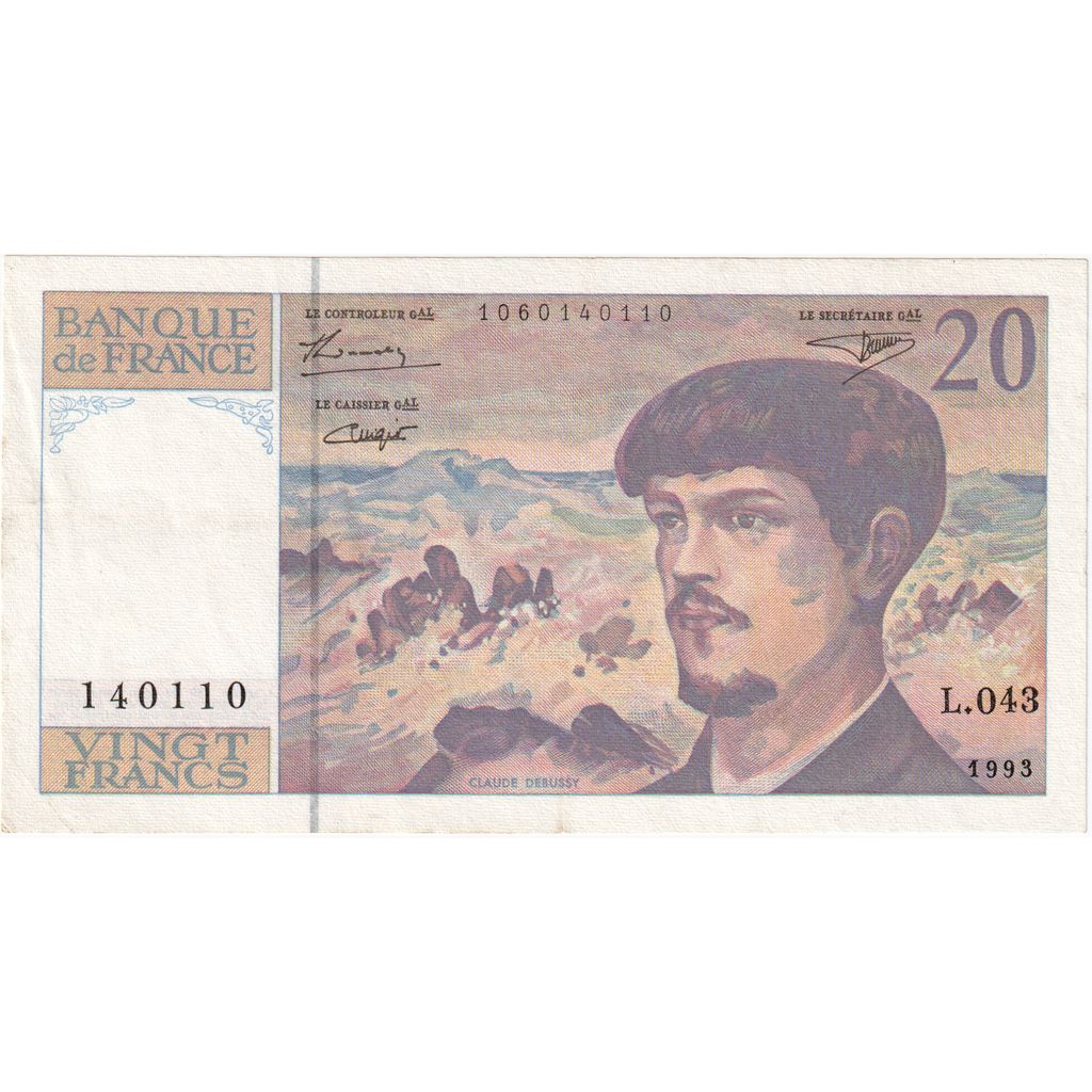 Frankreich, 20 Francs, Debussy, L.043140110, VZ