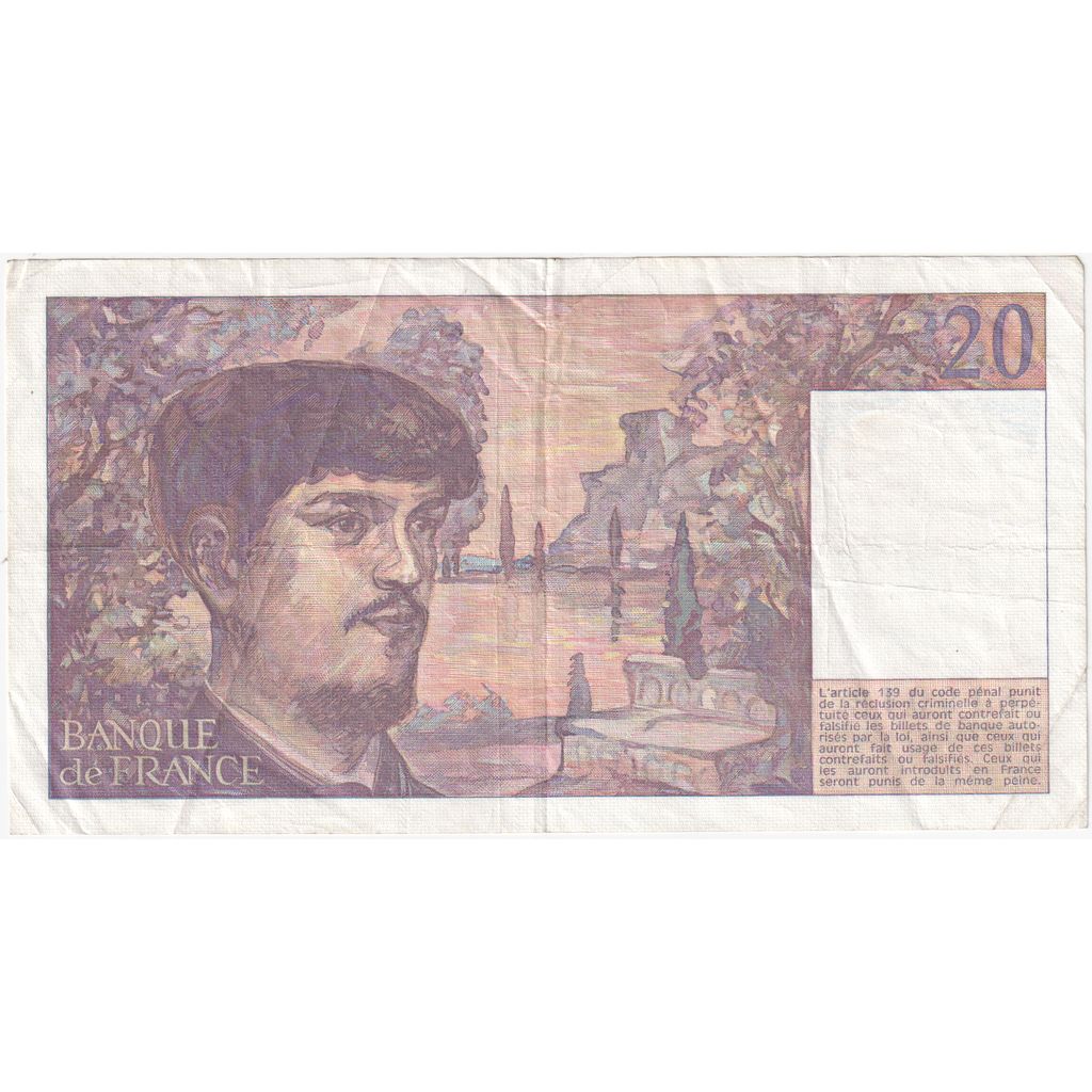 France, 20 Francs, Debussy, A.009619012, EF(40-45)