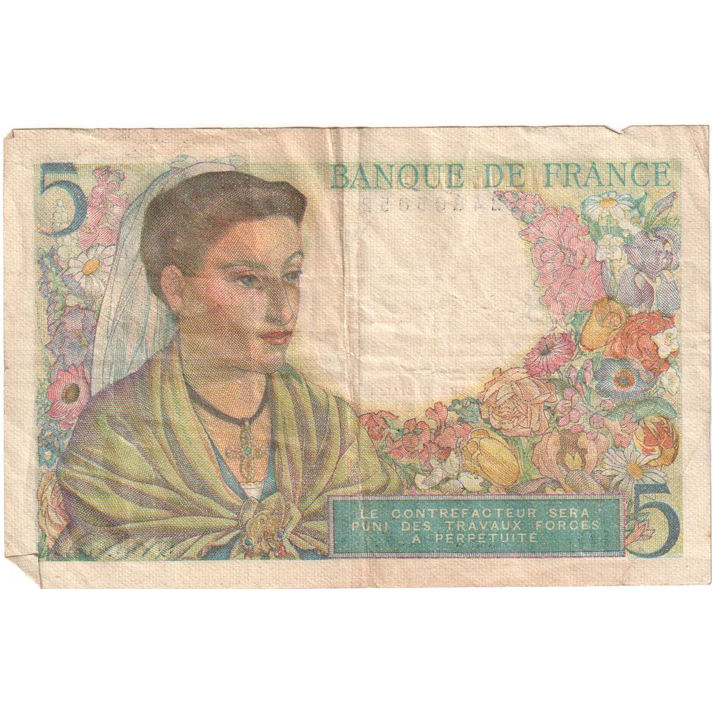 Francja, 5 Francs, Berger, 1943-06-02, Z.10, VF(30-35)