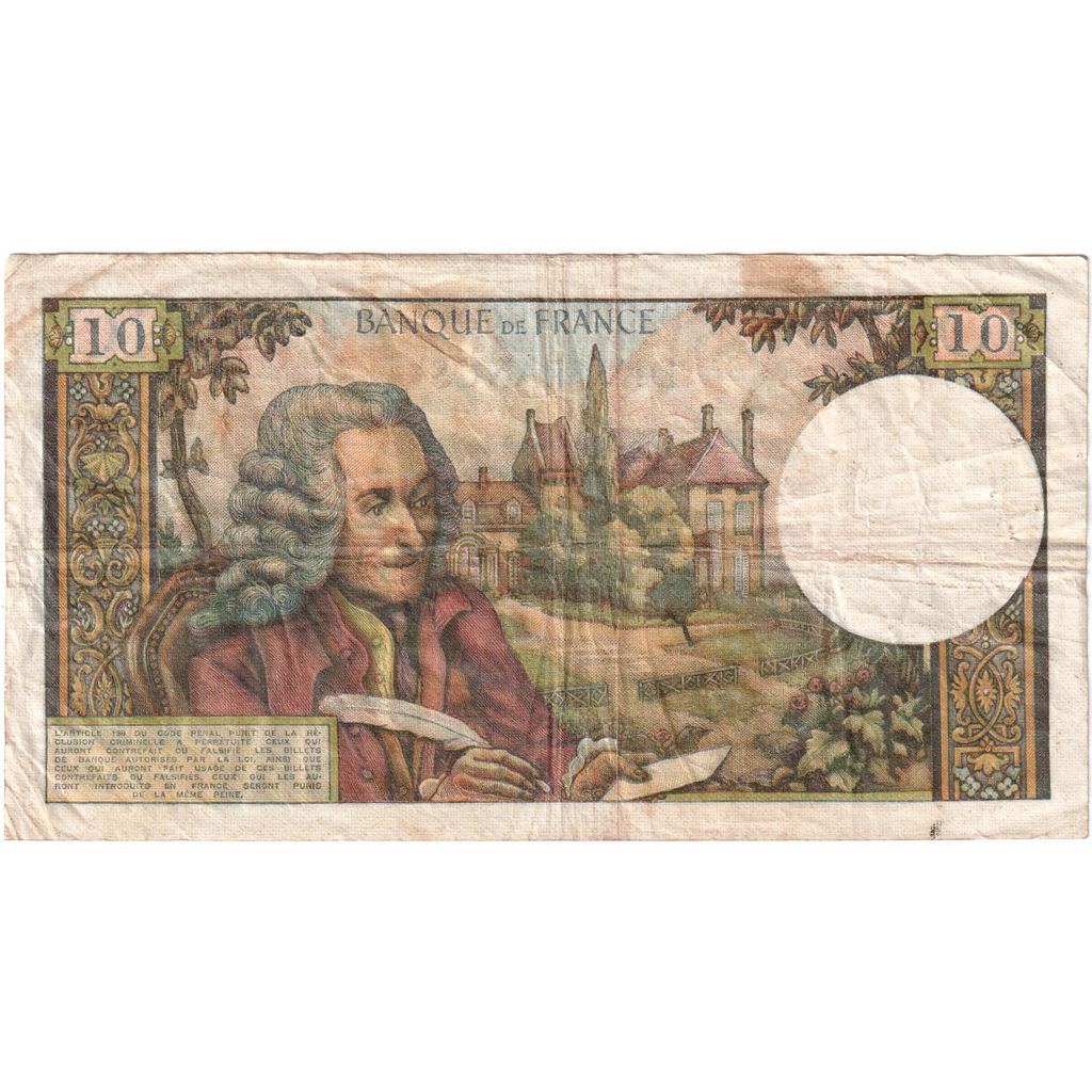 Francja, 10 Francs, Voltaire, 1968-11-07, F.447, VF(30-35)
