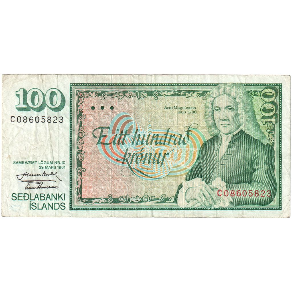 Islande, 100 Kronur, 1961-03-29, TTB