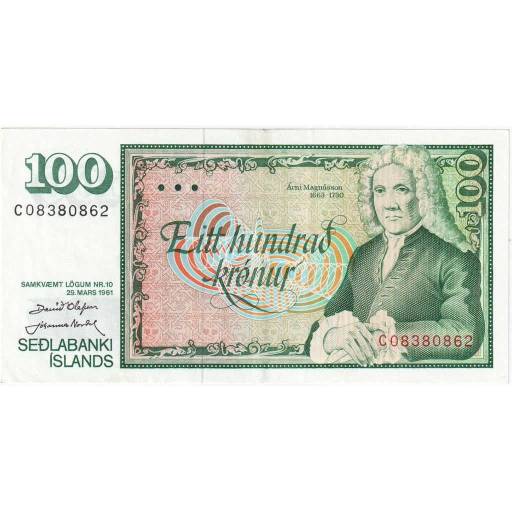 Iceland, 100 Kronur, 1961-03-29, AU(55-58)