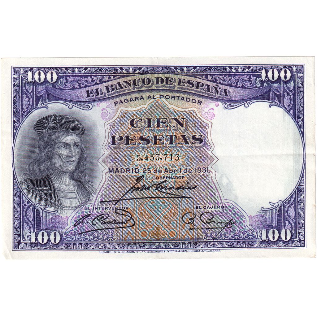 Spanje, 100 Pesetas, 1931-04-25, SUP
