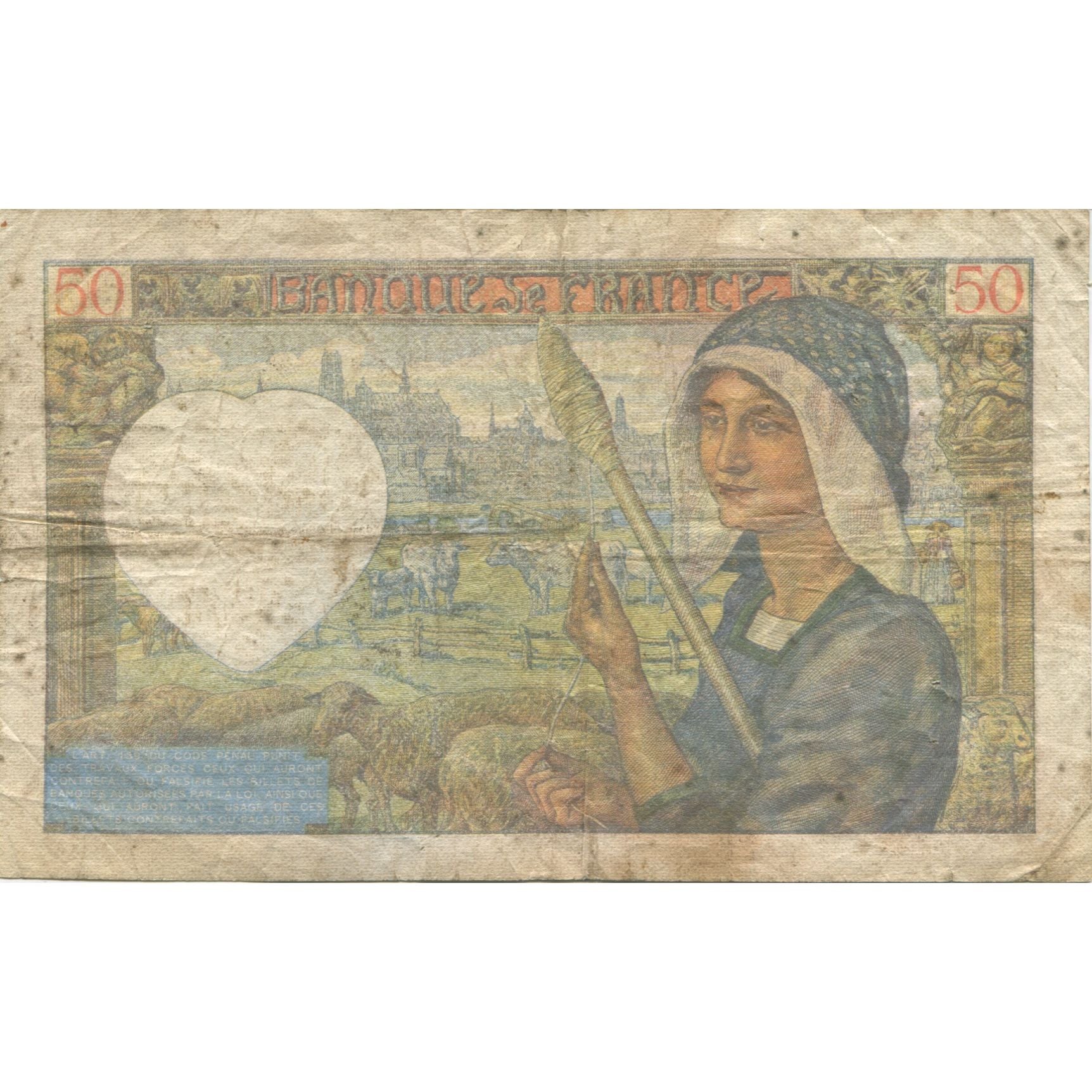 Francia, 50 Francs, Jacques Coeur, 1941, 1941-04-24, RC, Fayette:19.09, KM:93