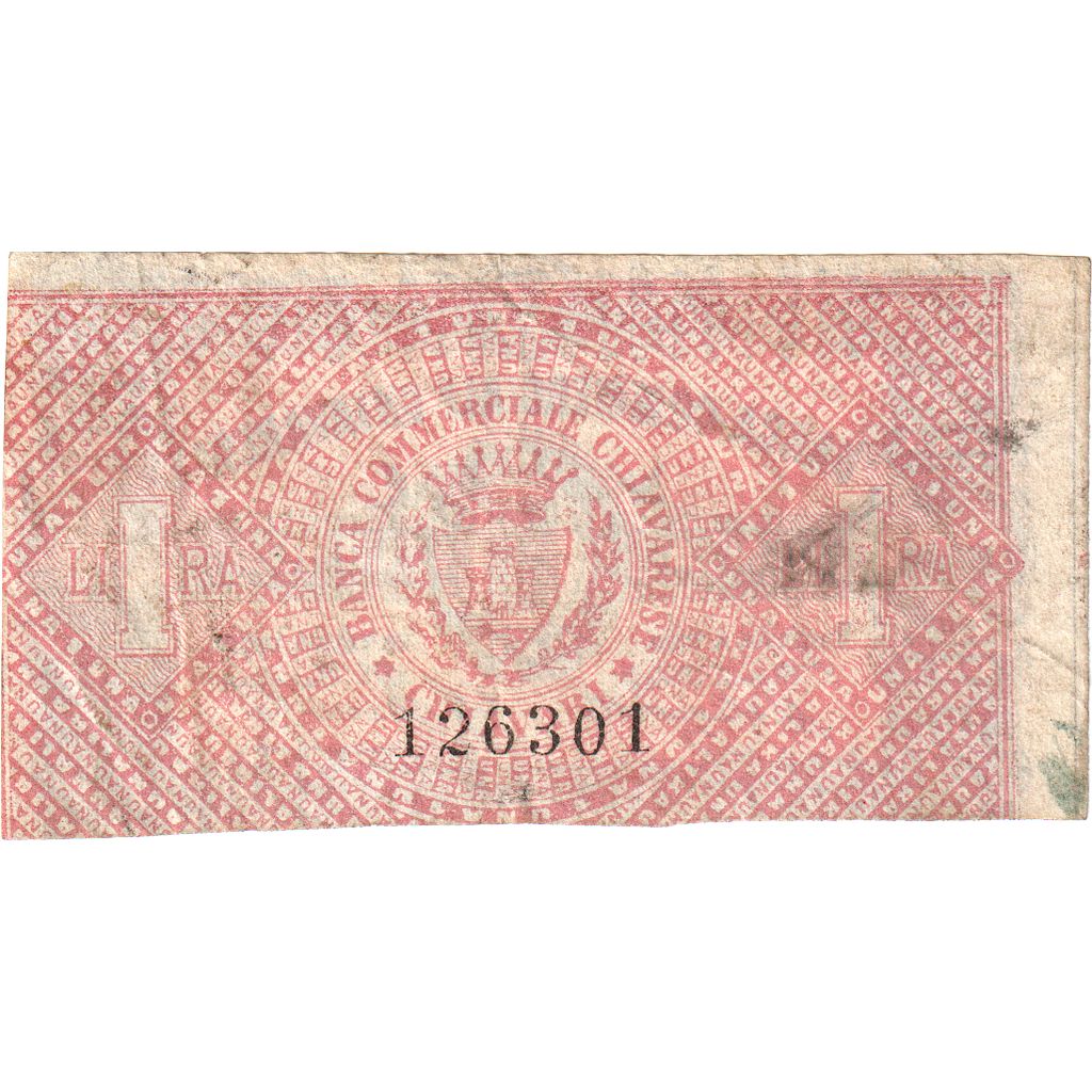Italy, 1 Lira, BANCA COMMERCIALE CHIAVARESE, EF(40-45)