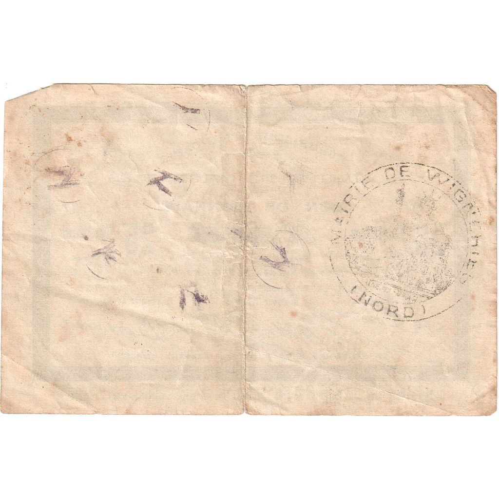 Francja, 25 Centimes, 1914-10-21, COMMUNE DE WIGNEHIES, VF(30-35)