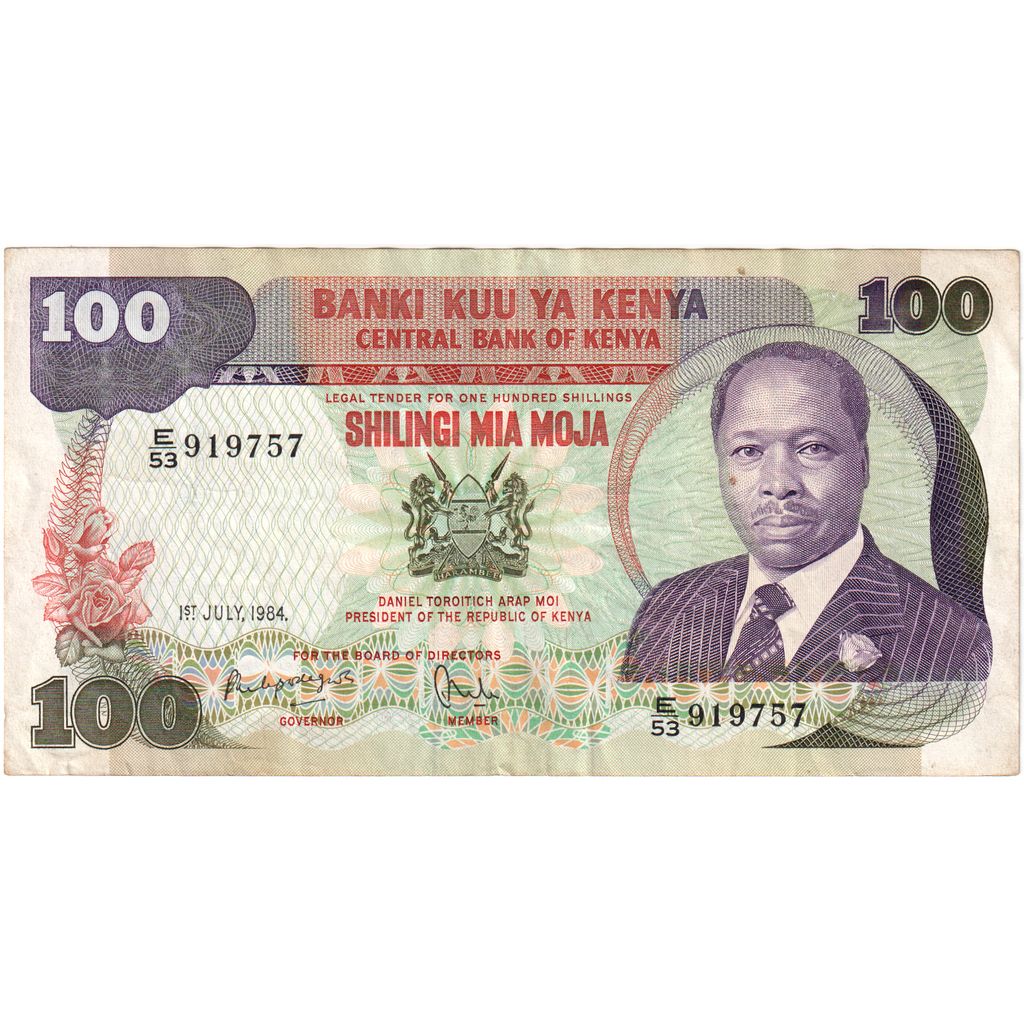 Kenya, 100 Shillings, 1984, KM #23c, 1984-07-01, EF(40-45), E