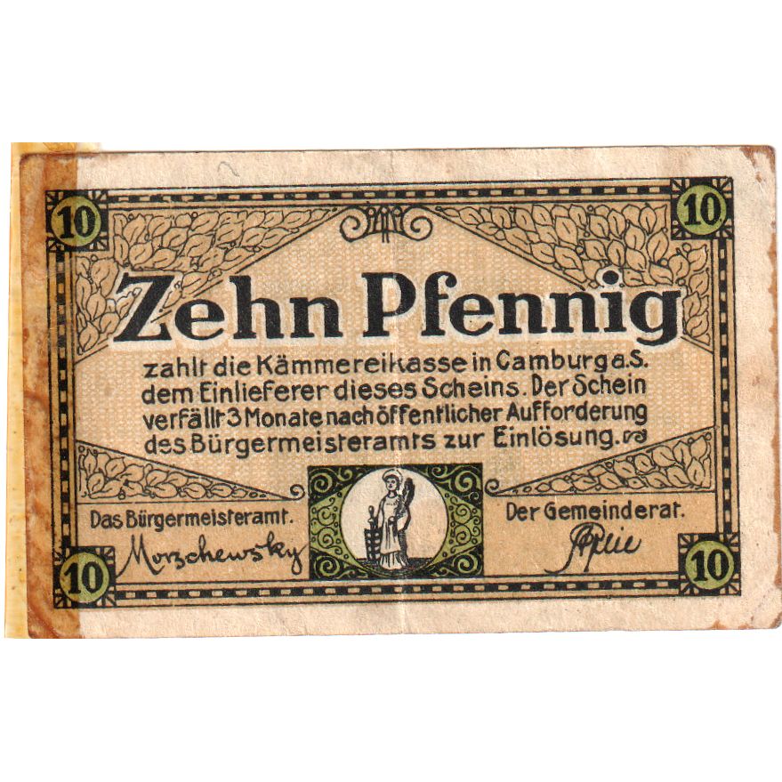 Allemagne, Camburg a.d. Saale, 10 Pfennig, TB