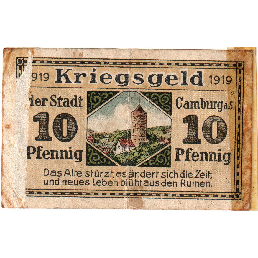 Allemagne, Camburg a.d. Saale, 10 Pfennig, TB