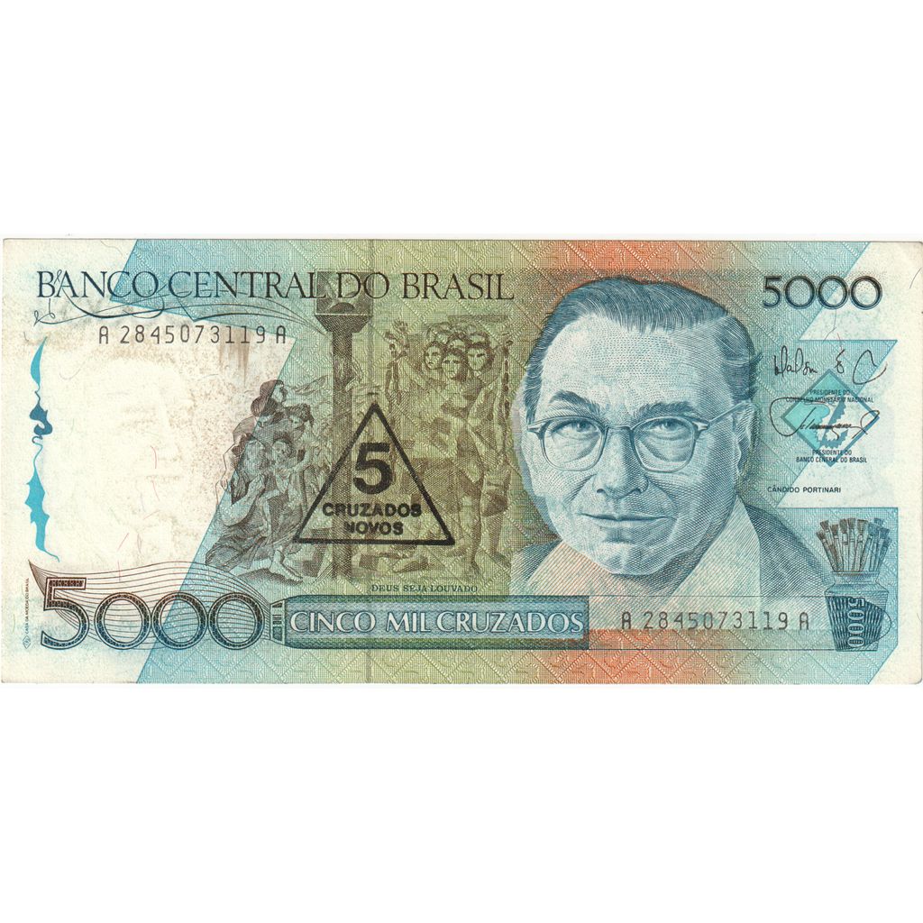 Brasil, 5 Cruzados Novos on 5000 Cruzados, EF(40-45)