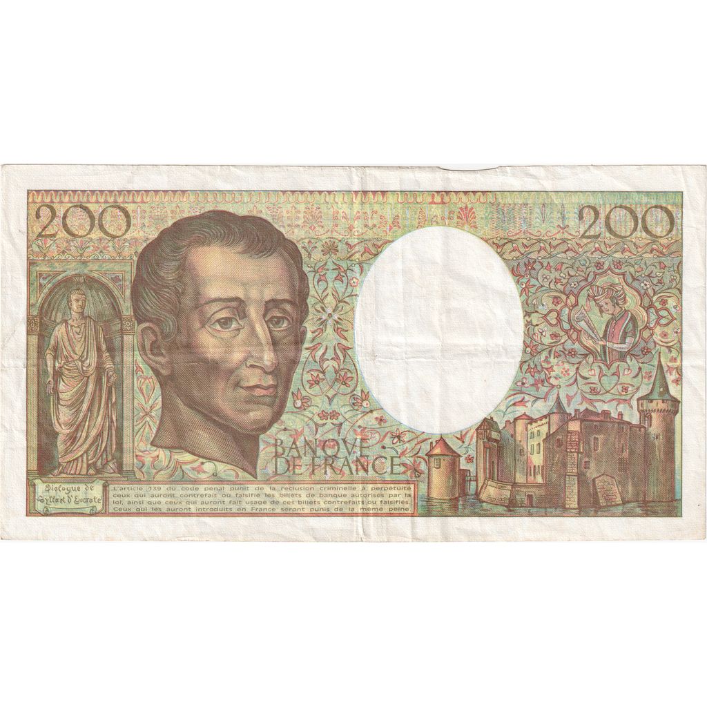 Francia, 200 Francs, Montesquieu, Undated (1992), J.145, MBC