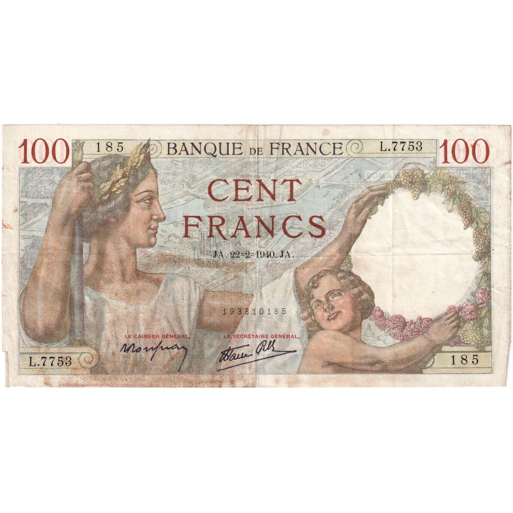 Francia, 100 Francs, Sully, 1940-02-22, L.7753, MB+