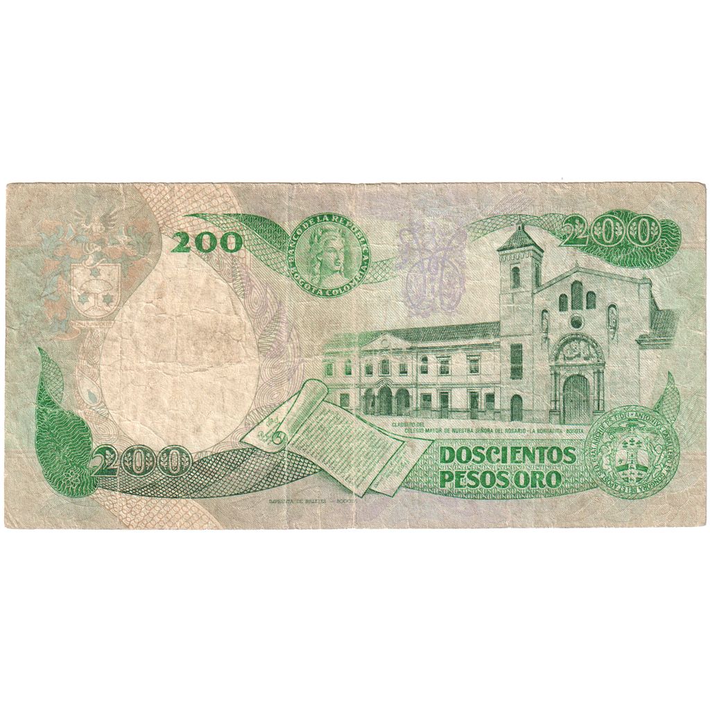 Colômbia, 200 Pesos Oro, 1985-4-1, VF(20-25)