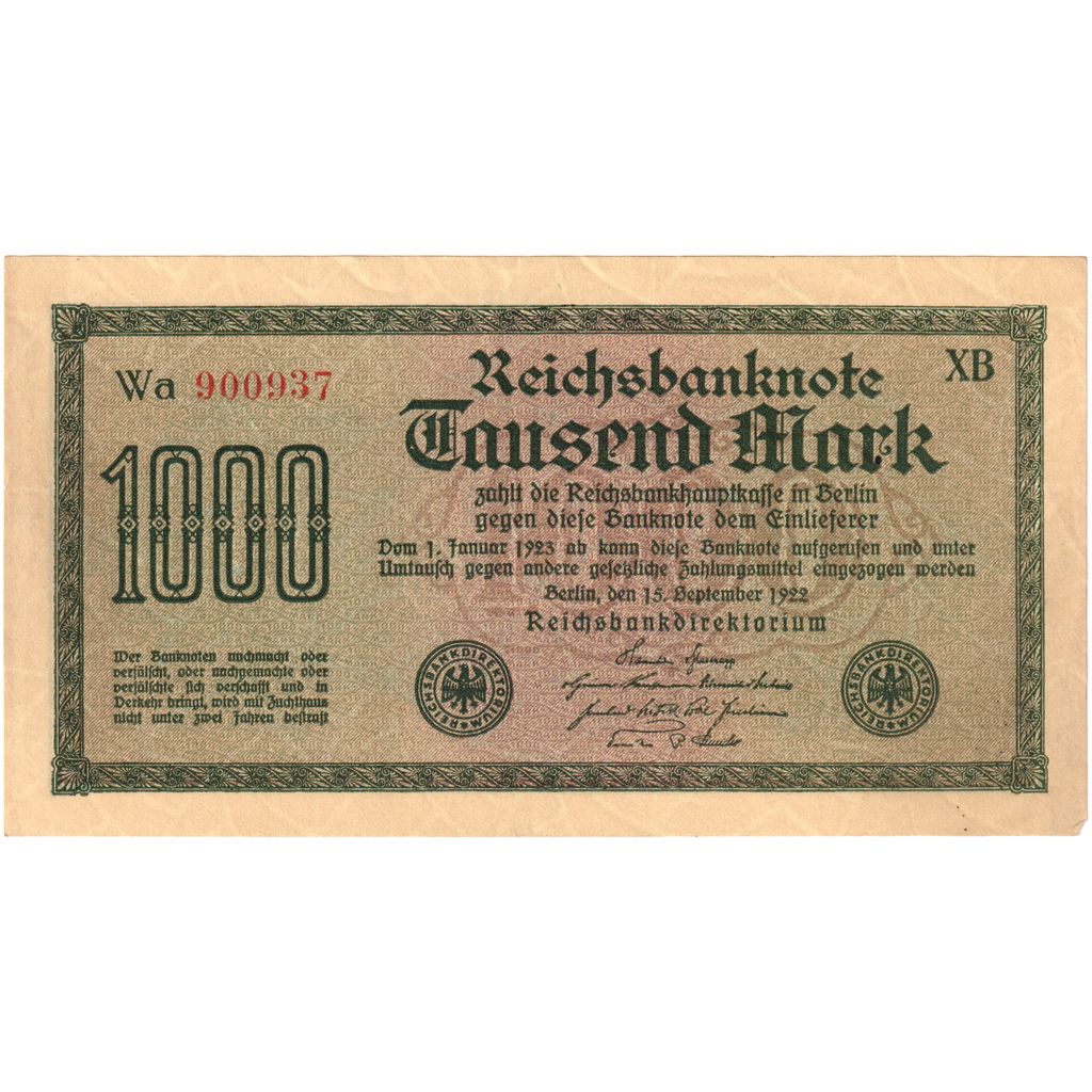 Deutschland, 1000 Mark, 1922-09-15, VZ