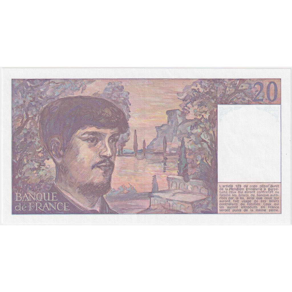 France, 20 Francs, Debussy, S.017, UNC(63)