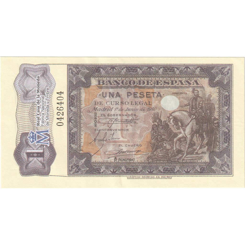 Spagna, 1 Peseta, Reproduction, FDS