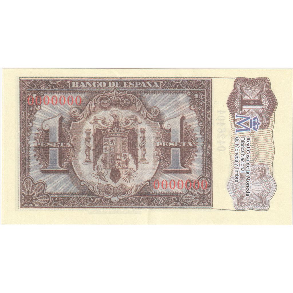 Spagna, 1 Peseta, Reproduction, FDS