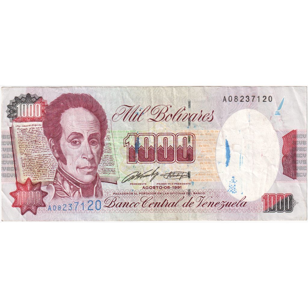 Venezuela, 1000 Bolivares, 1991-08-08, VF(20-25)