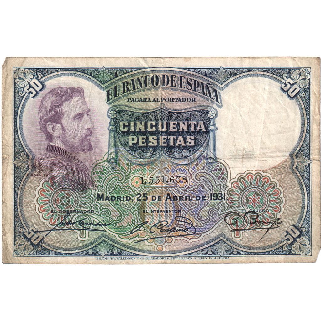 Spagna, 50 Pesetas, 1931-04-25, MB