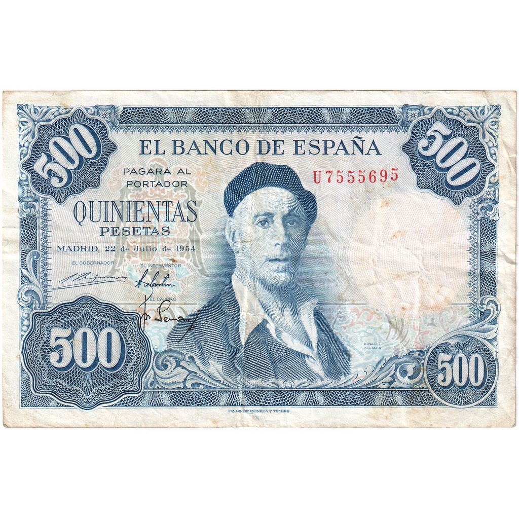 Spagna, 500 Pesetas, 1954-07-22, MB+