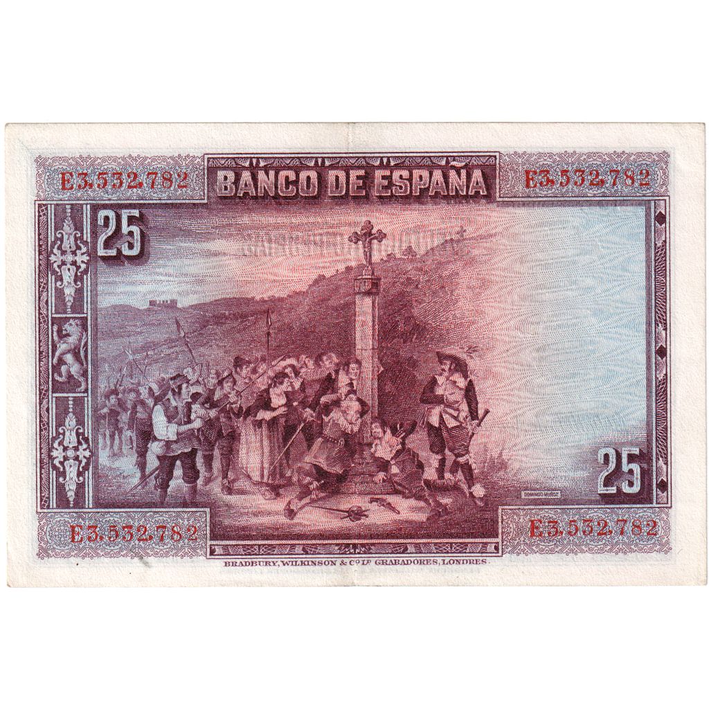 Spain, 25 Pesetas, 1928-08-15, AU(55-58)
